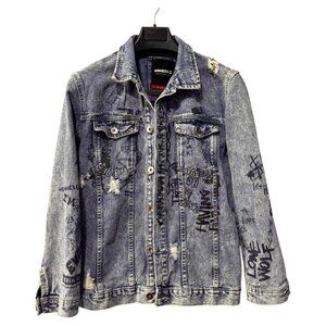 Amnesia Jean jacket unisex size XL (16) distressed grunge
